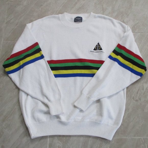 Vintage Preppy Sweater sz XL White Frat Y2K - Picture 1 of 8